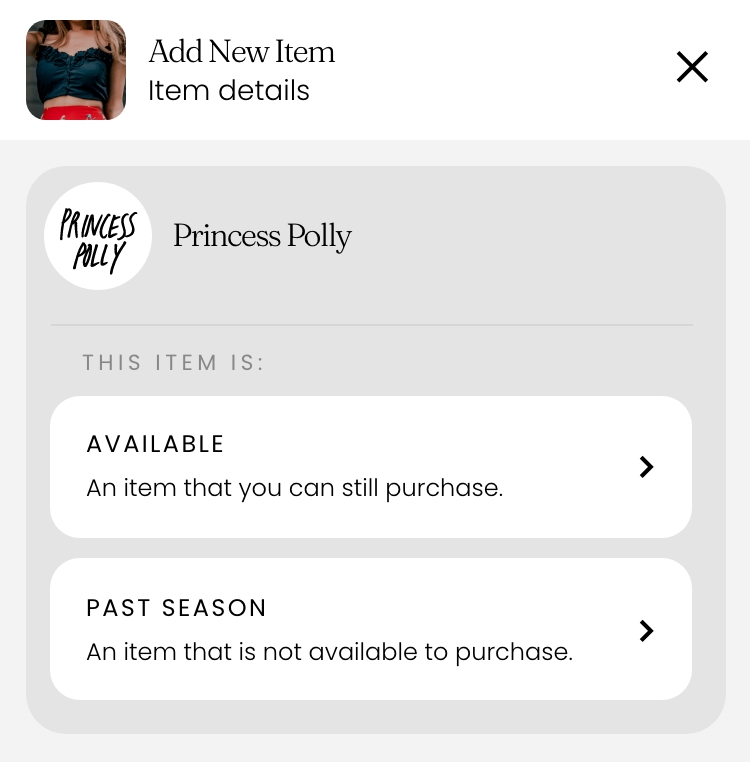 a graphic displaying available and past season buttons