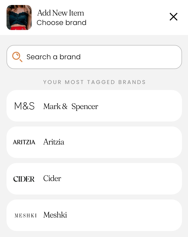 a graphic displaying add new item and from wardrobe buttons